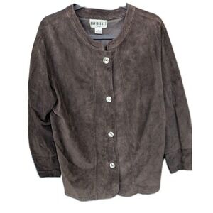 David Dart Women's 1X Suede Shacket Brown Equestrian Cowgirl Farm Button Front